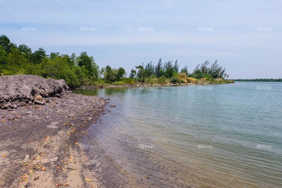 muddy sea water and beach