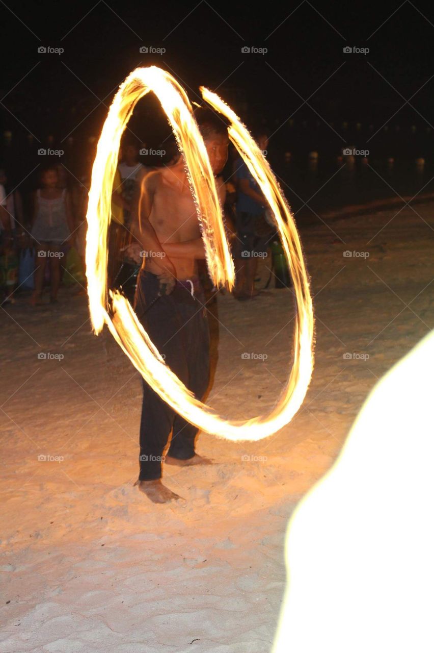 Fire dance with locals