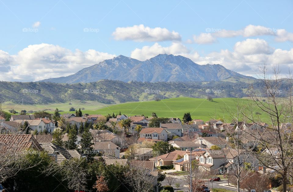 Mountain and houses 