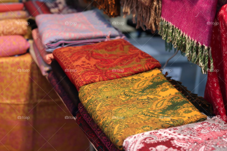 Beautiful colourful fabrics textiles