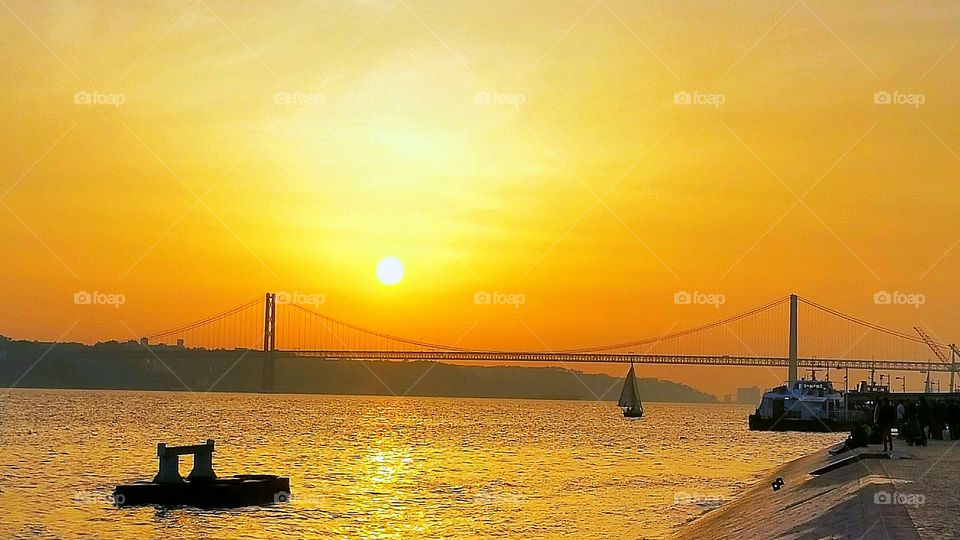 The Golden Gate Bridge in San Francisco during the sunset