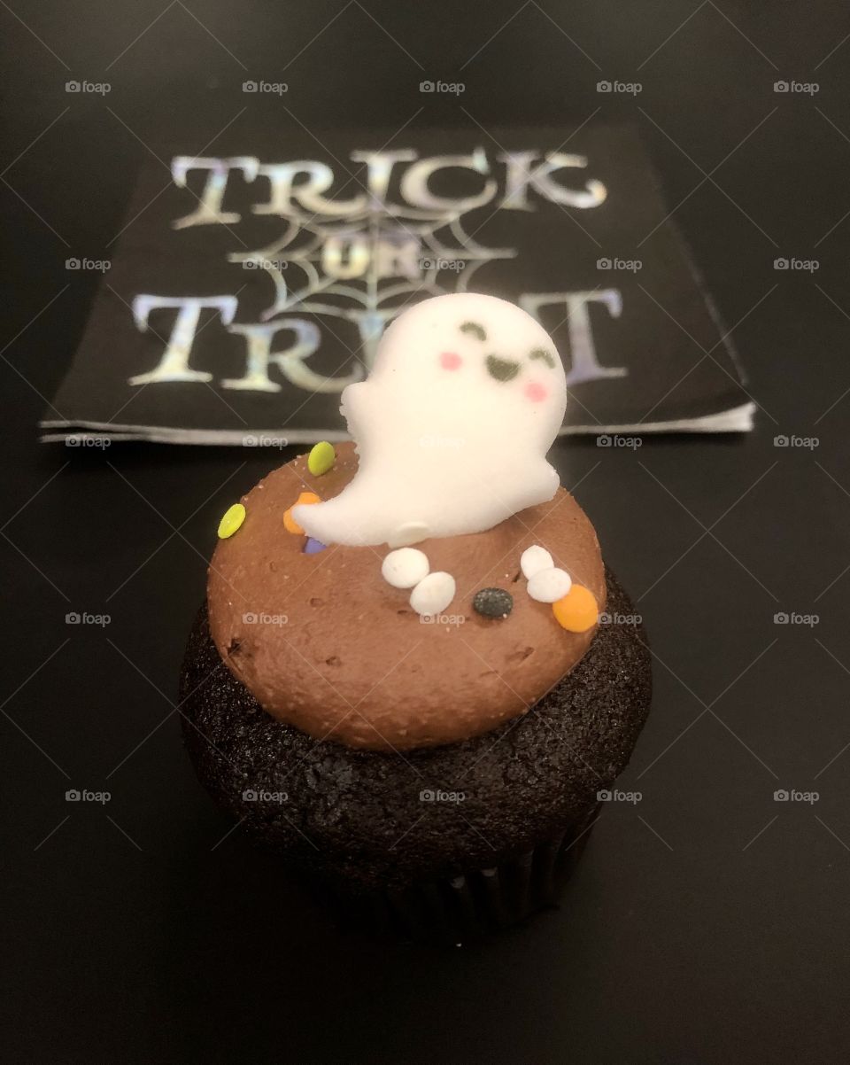 Halloween celebration with cookie decorations showing Casper, the friendly ghost, made out of sugar 