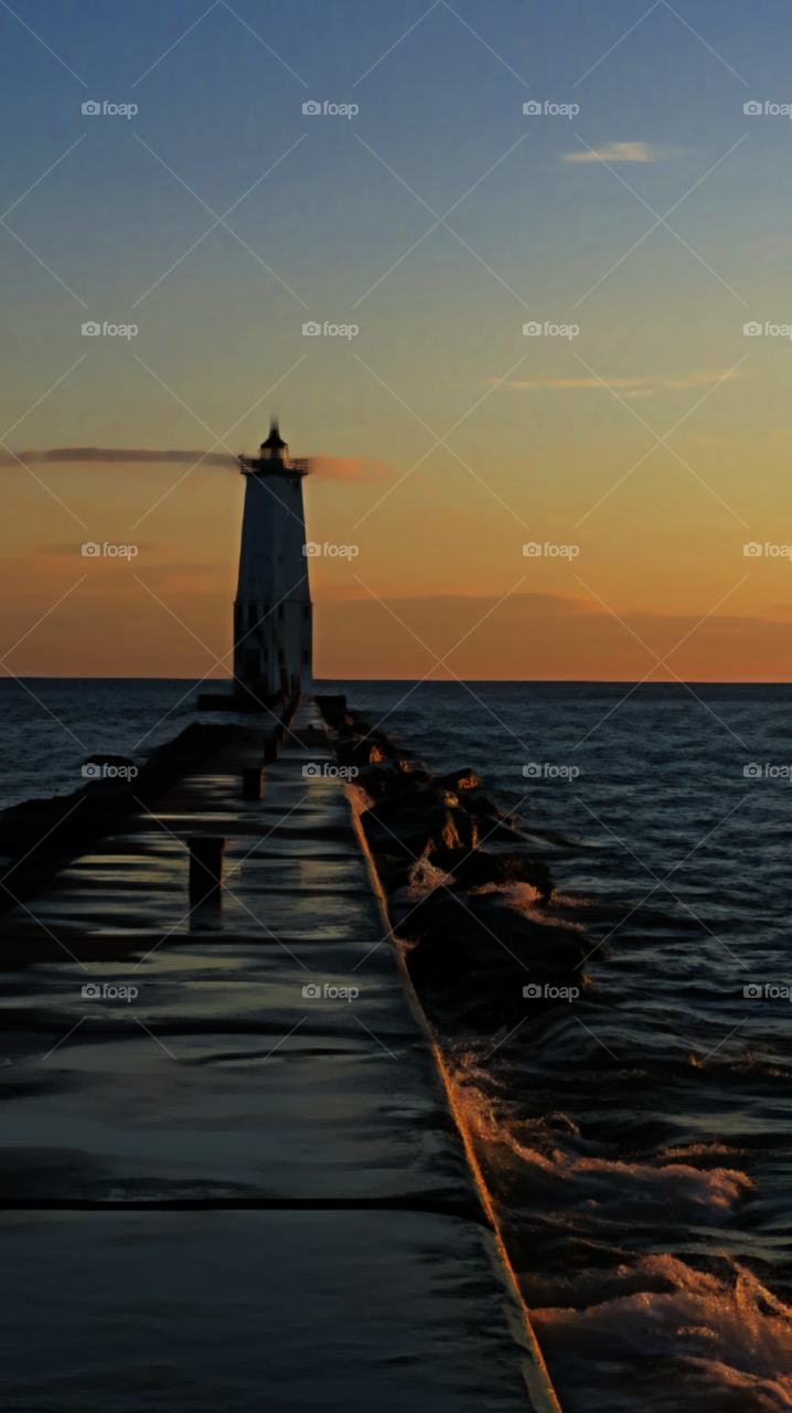 A different view of Frankfort Pier Lighthouse