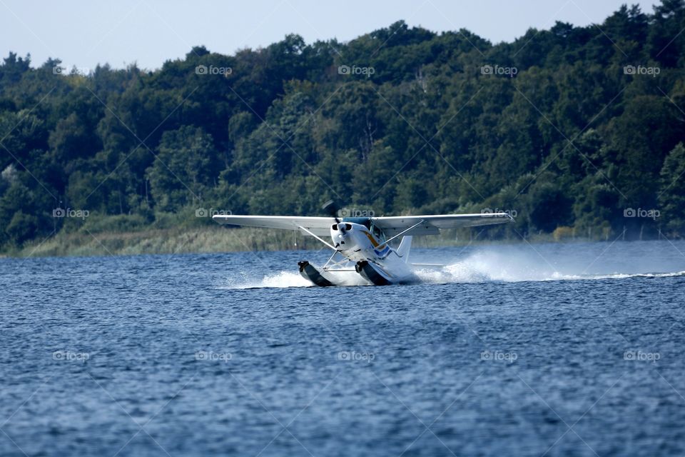 Seaplane takes off