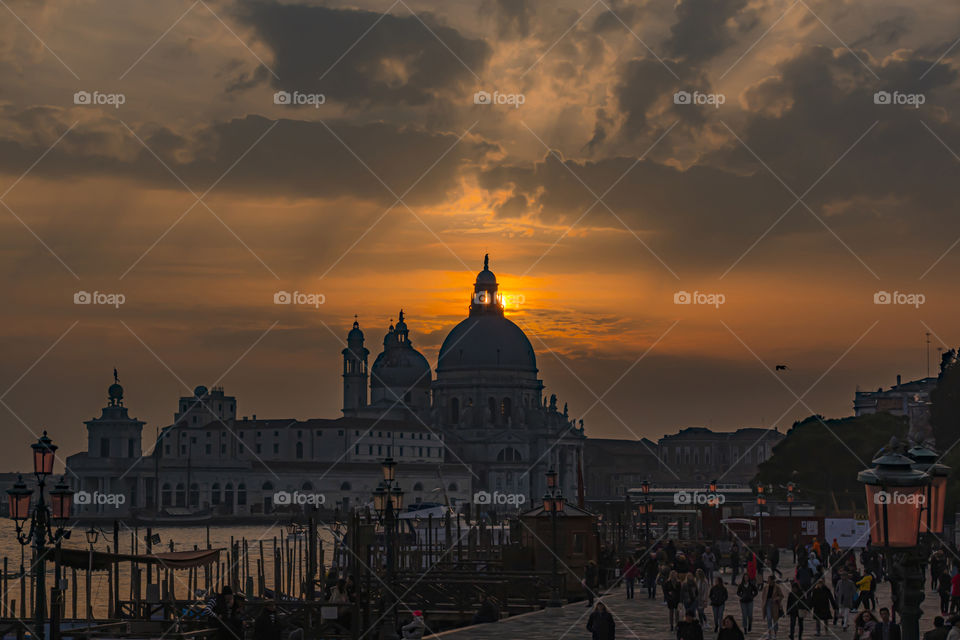 Sunset in Venice on a winter day.