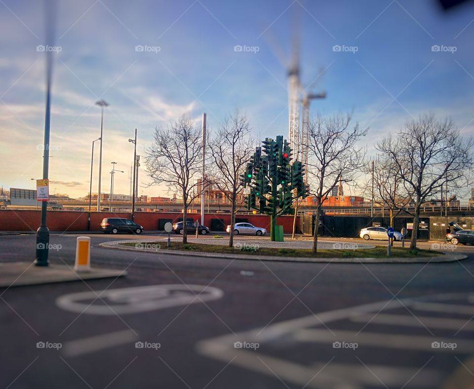 Traffic signals on pole