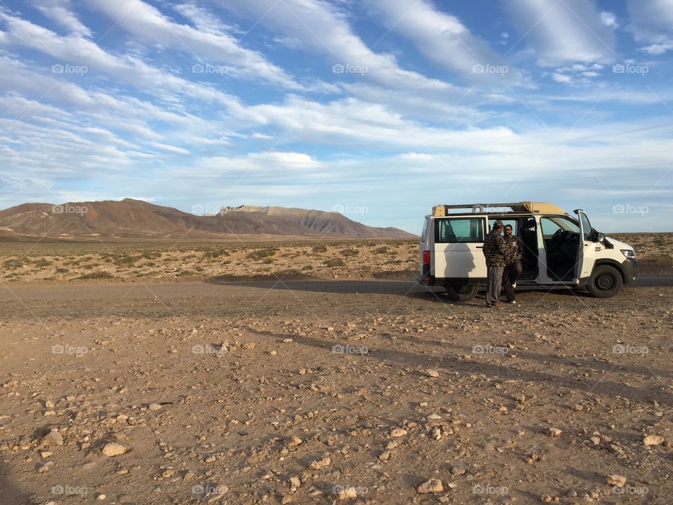 Jeep in front of mountain