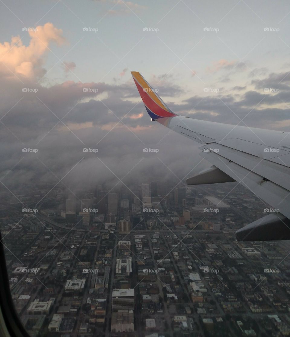 Flying into Houston, Texas.