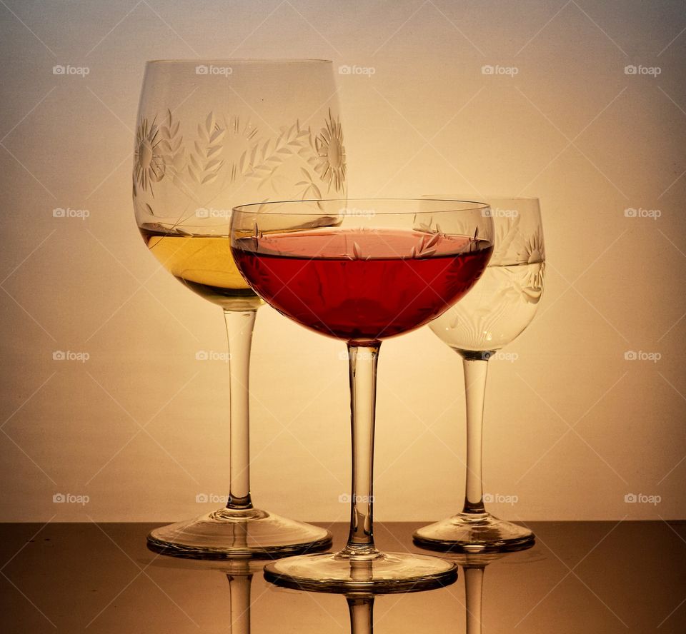 Alcohol drink on wine glass