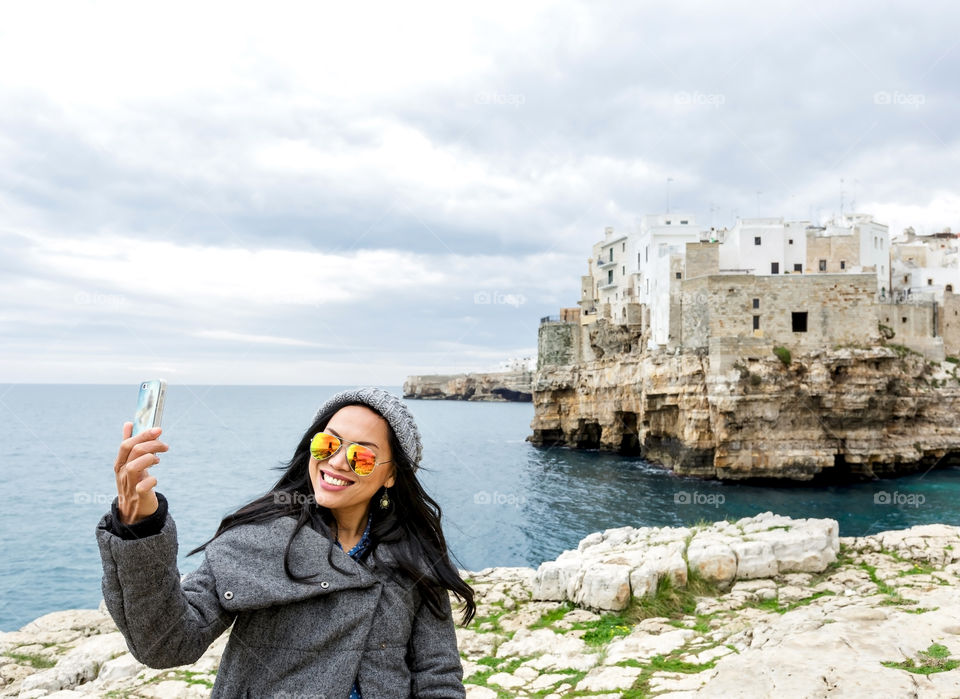 Close-up of a woman taking selfie