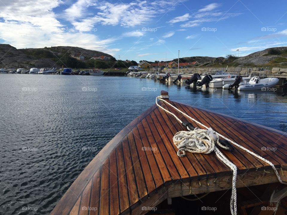 Old boat near harbor