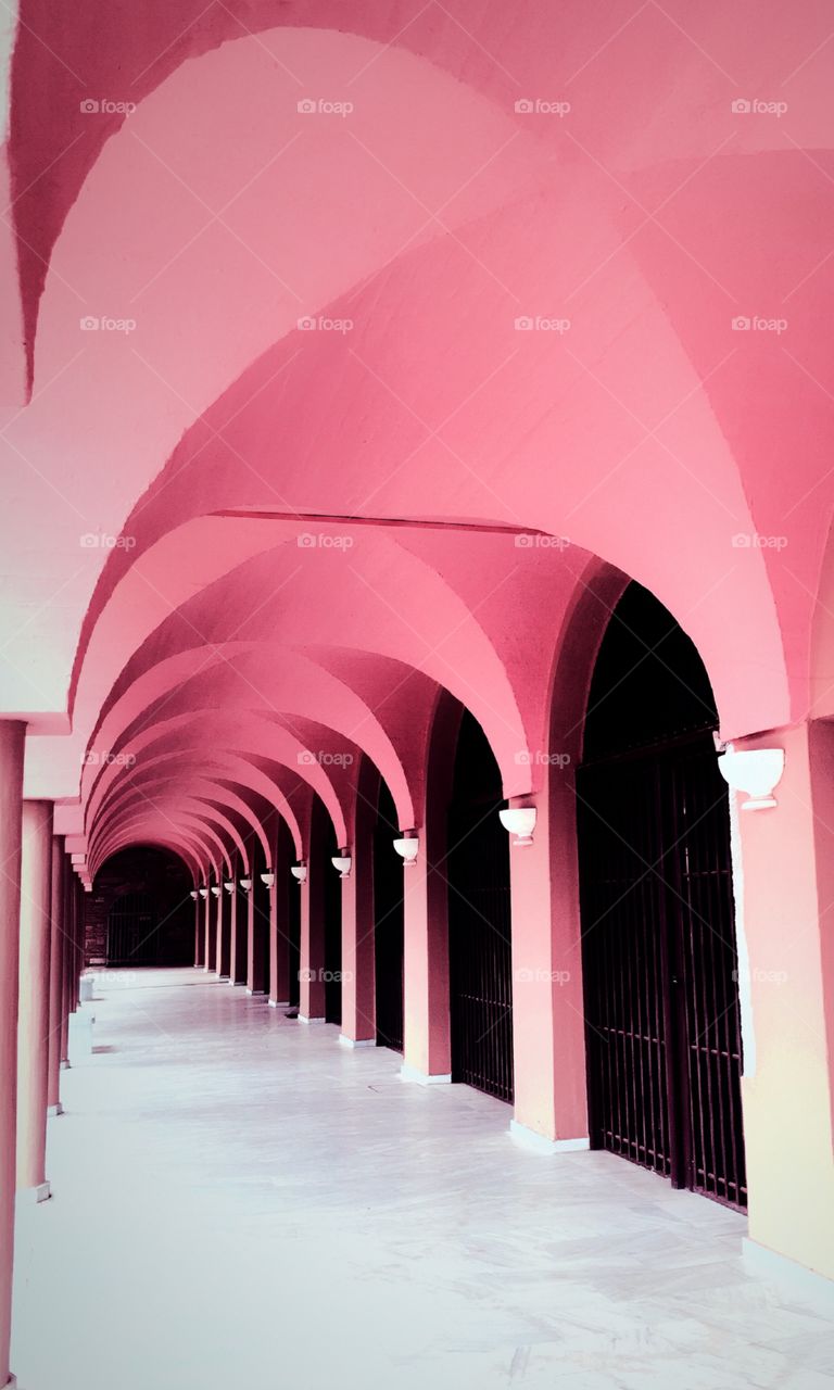 Empty path along with pink column