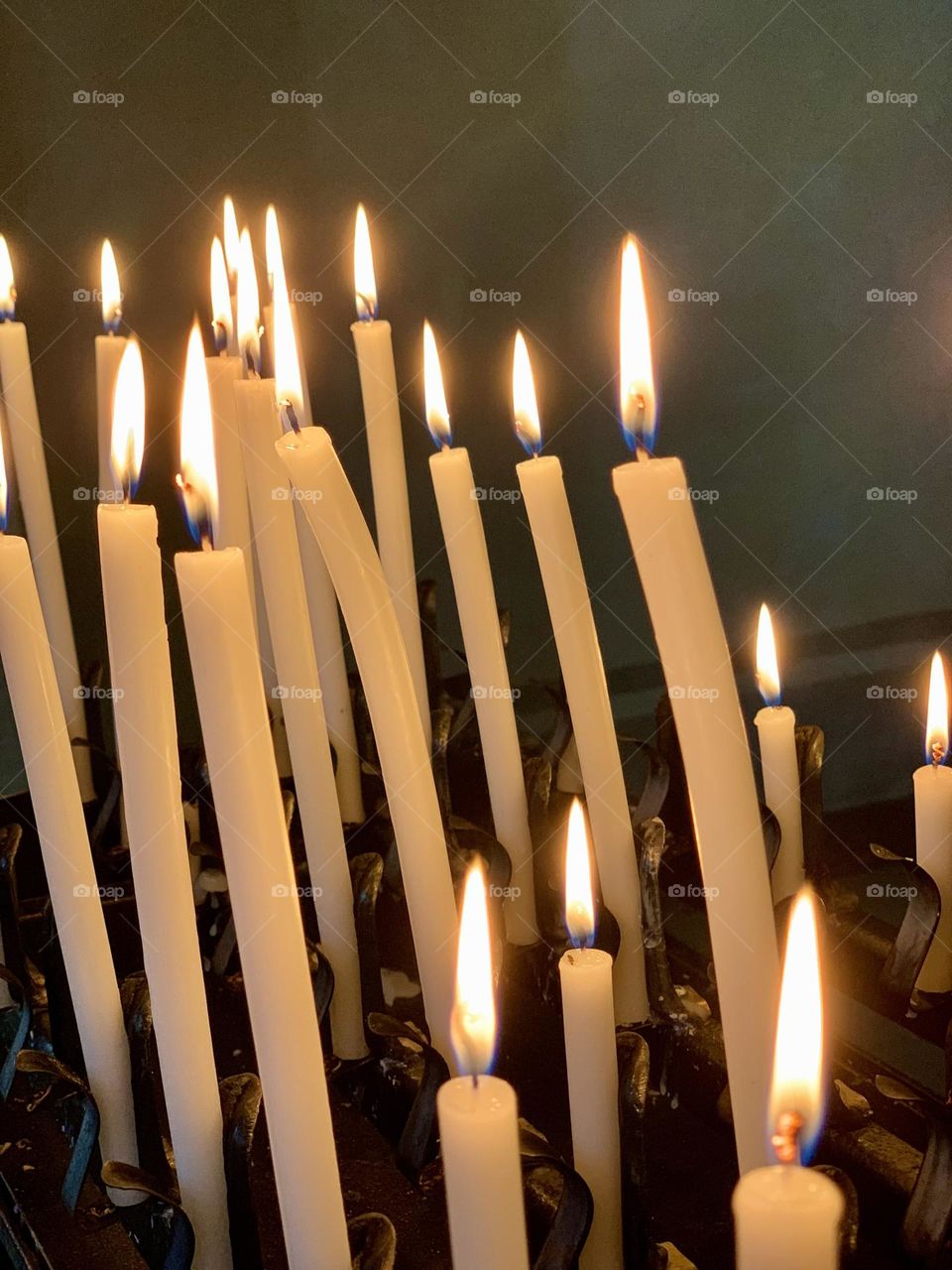 Wax white candles burning, fire, flame, flames, ignition, vote, votive, altar, church, offer 