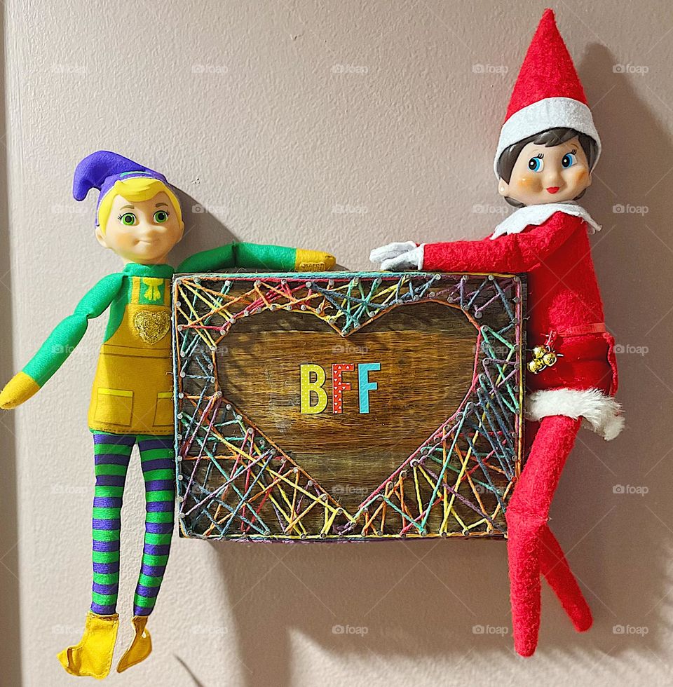 Elf on the shelf poses for kids, elves are the little girls BFF, kid and elves are best friends forever