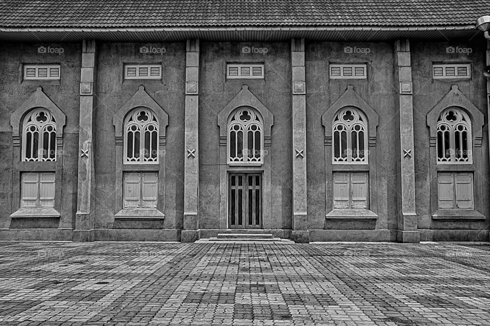 Vintage door of church