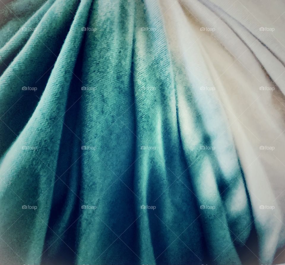 Green and white fabric design, tie-dye