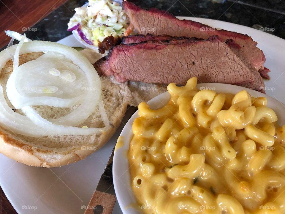 Barbecue Beef Brisket With Macaroni And Cheese