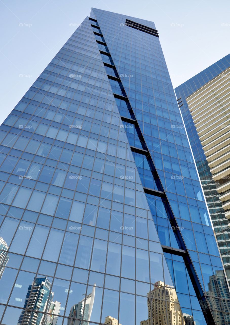 Glass building view in Dubai 