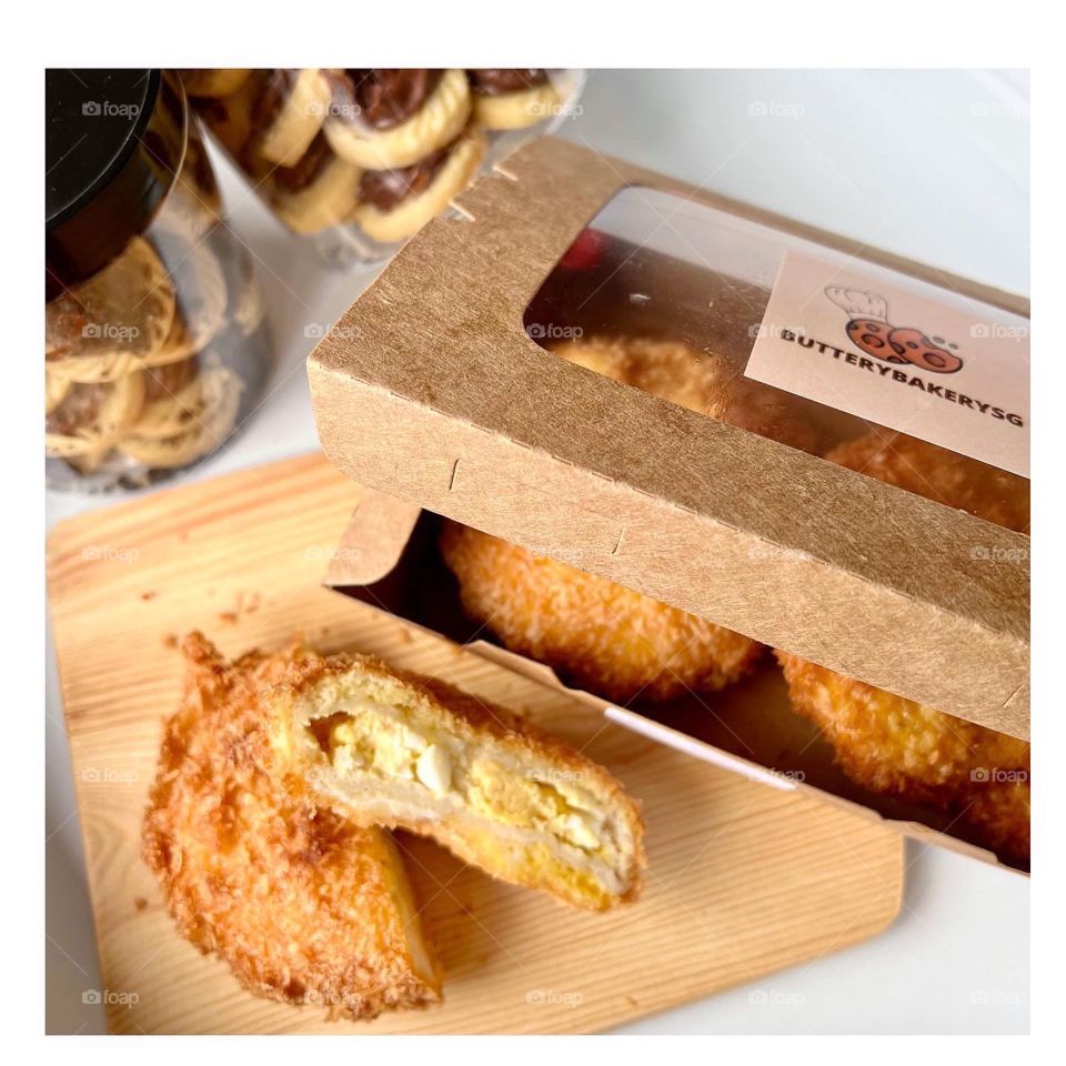 Homemade egg mayo fried breads and Nutella tarts 