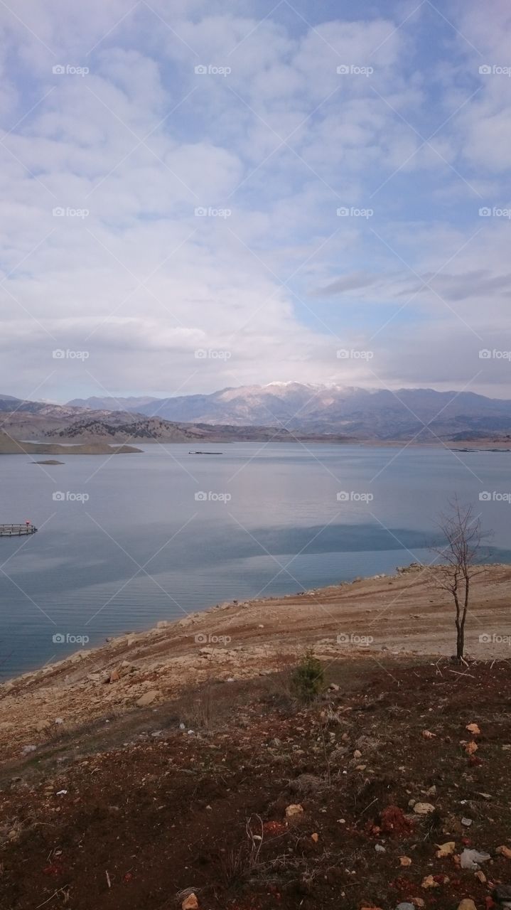 Landscape view of mountain and lake