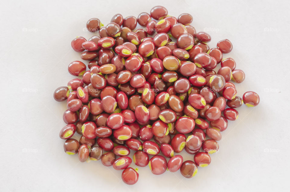 Red Pigeon Peas Against White Background
