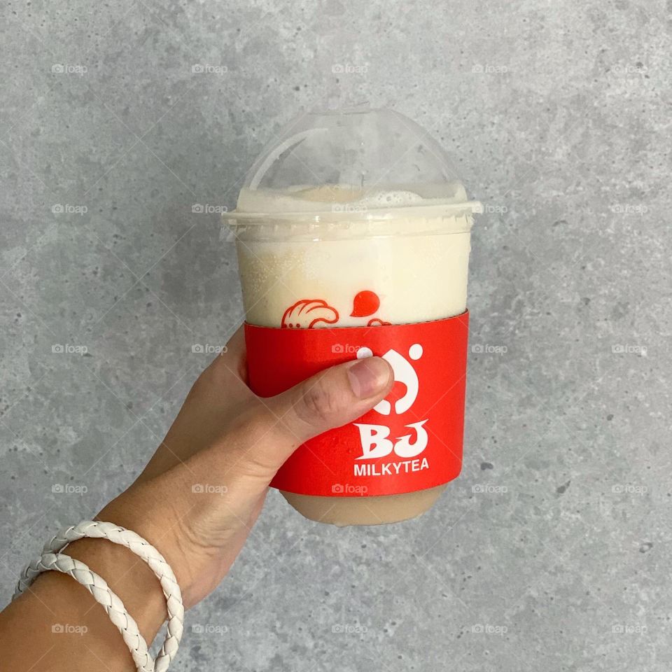 Earl grey milk tea with cheese foam and ice cream