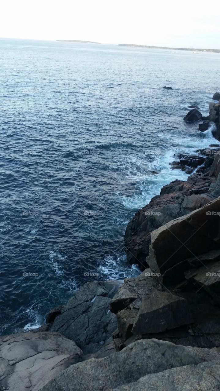 High summer tide, North Atlantic. Secret Hideaway. Cooksey Point. Maine.