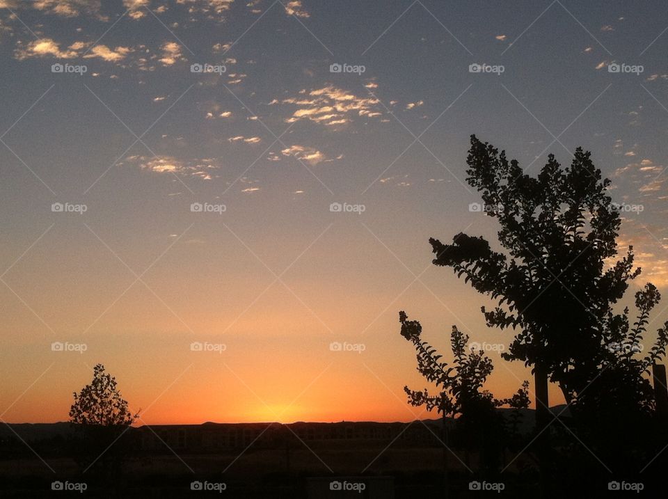 Orange sky. Sunset near Tahoe