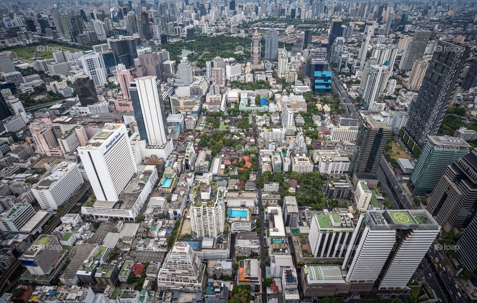 Bangkok/Thailand-March 04 2019:Big city land scape by bird eyes view