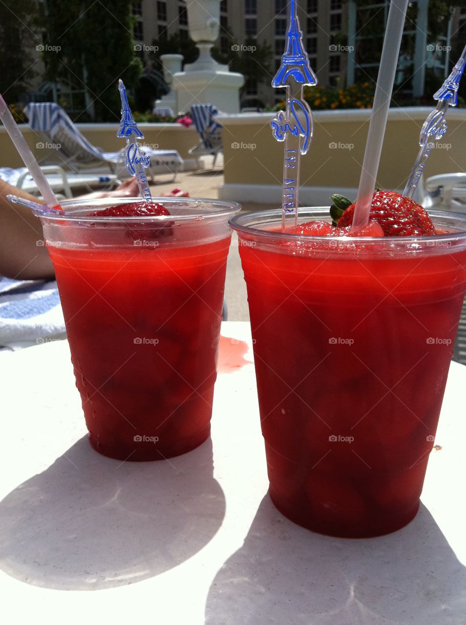 Strawberry daiquiris . Las Vegas drinks by the pool 