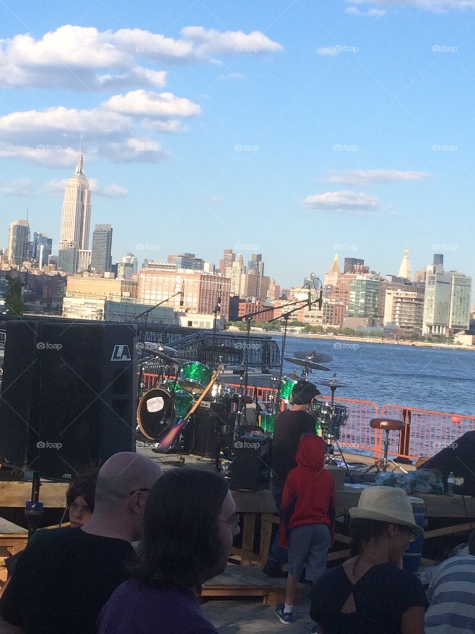 Hoboken music festival with NYC skyline
