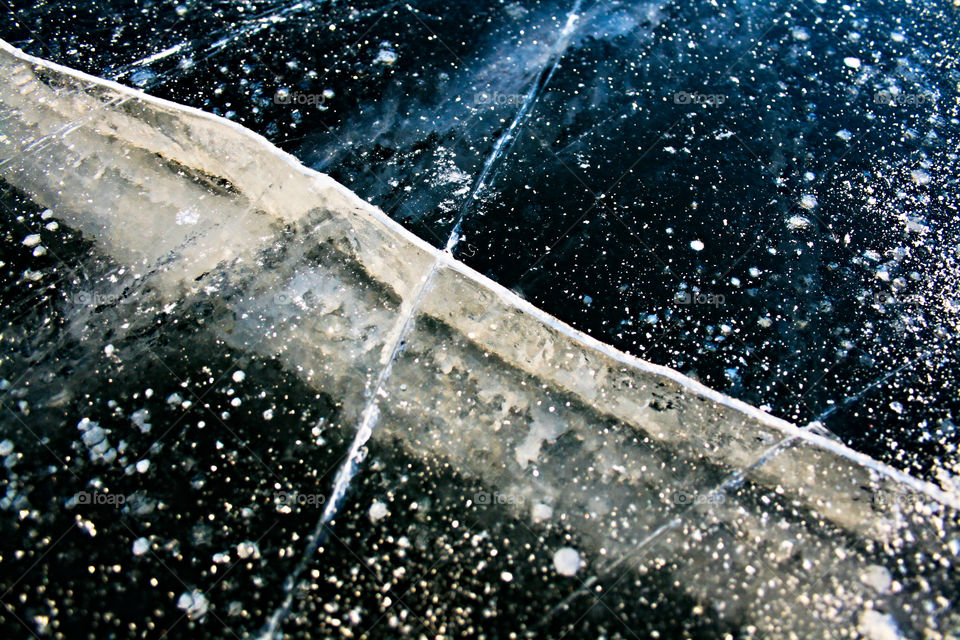 Close-up of frozen ice