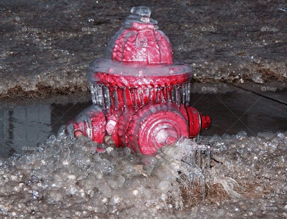 Frozen fire hydrant