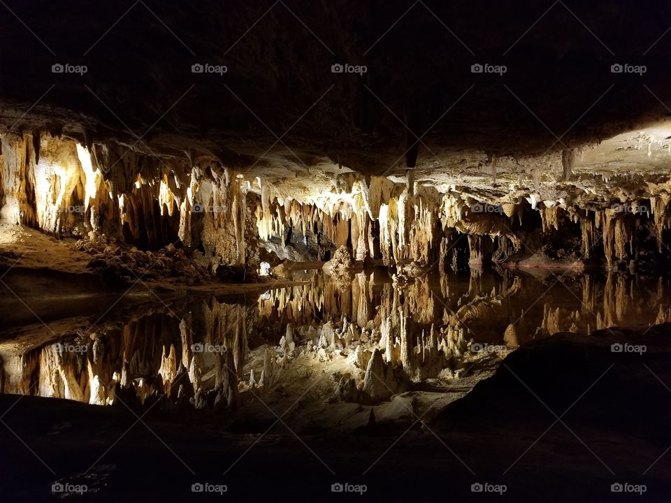 Mirrored image of a beautiful cavern reflection.