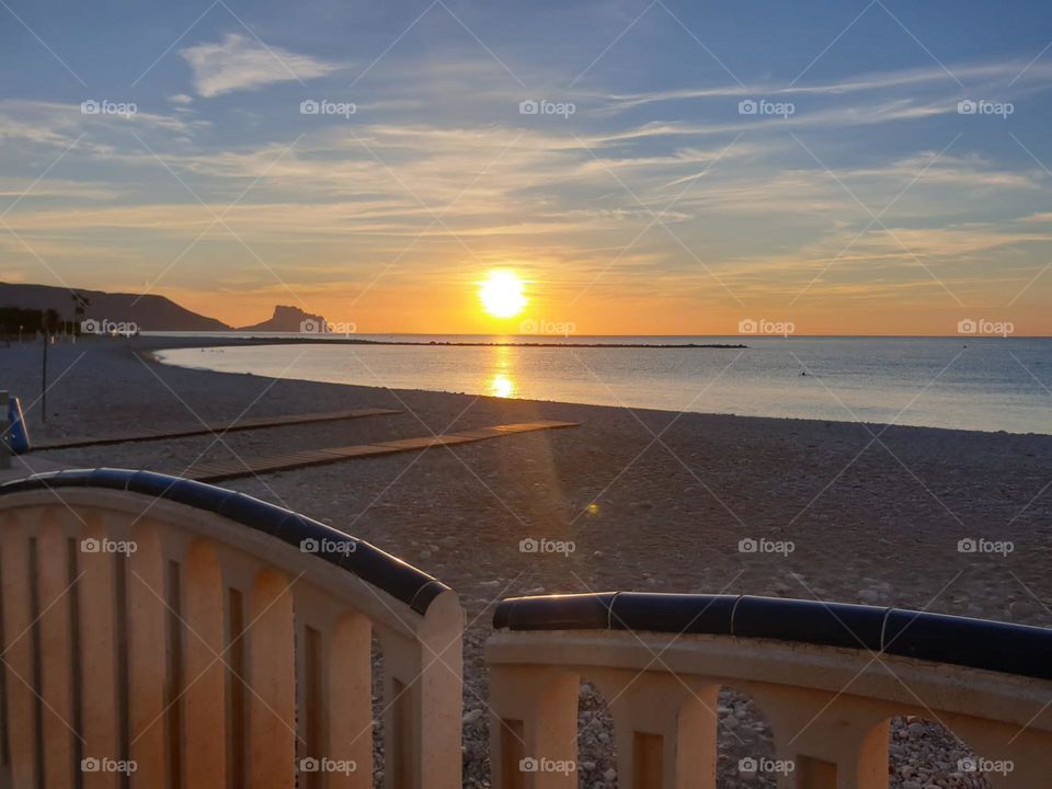 Beach#sea#sunset#reflect#mountain