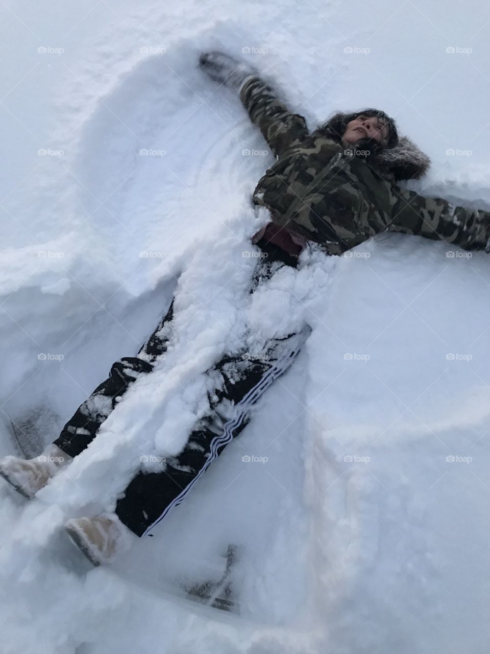 Making snow angels 