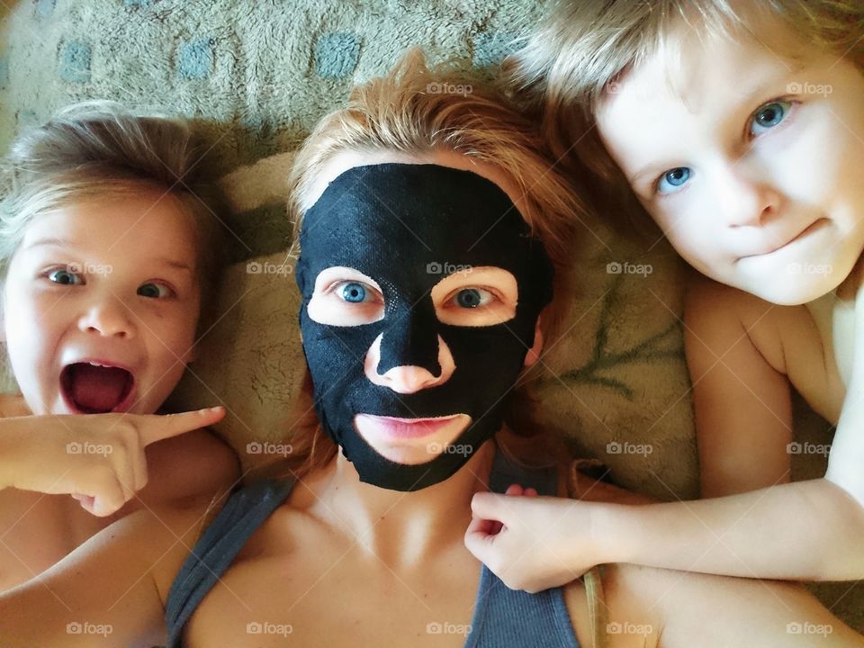 With kids when you are applying facial mask