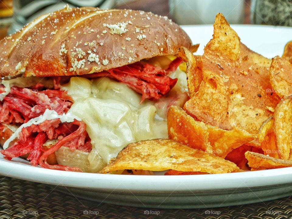 Pastrami Sandwich on plate