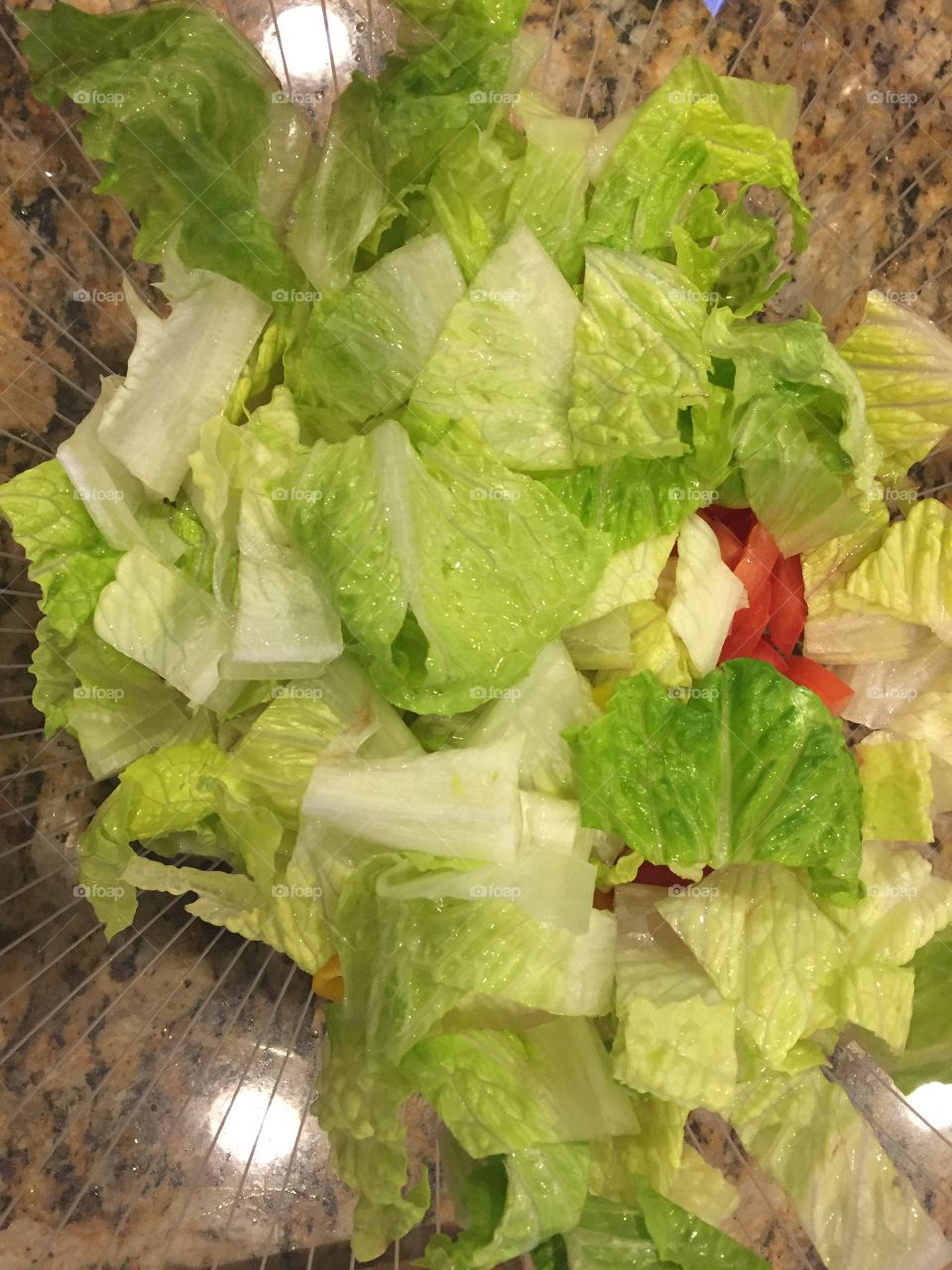 Fresh salad from lettuce and tomatoes 