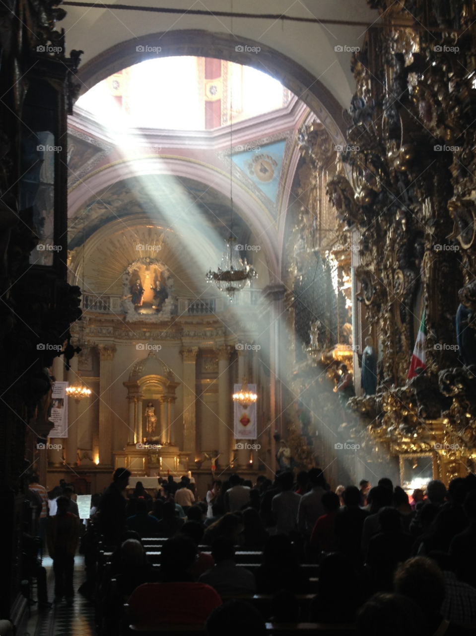Light Beam Illuminating Church