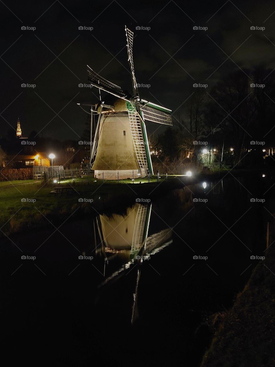 Windmill by night