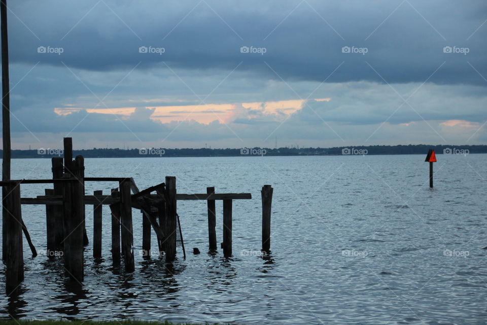 Sunset over old dock