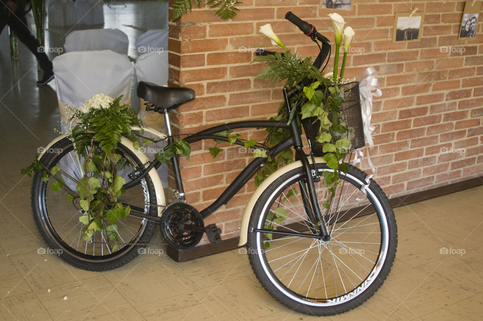 Bicycle decorated with flowers for event