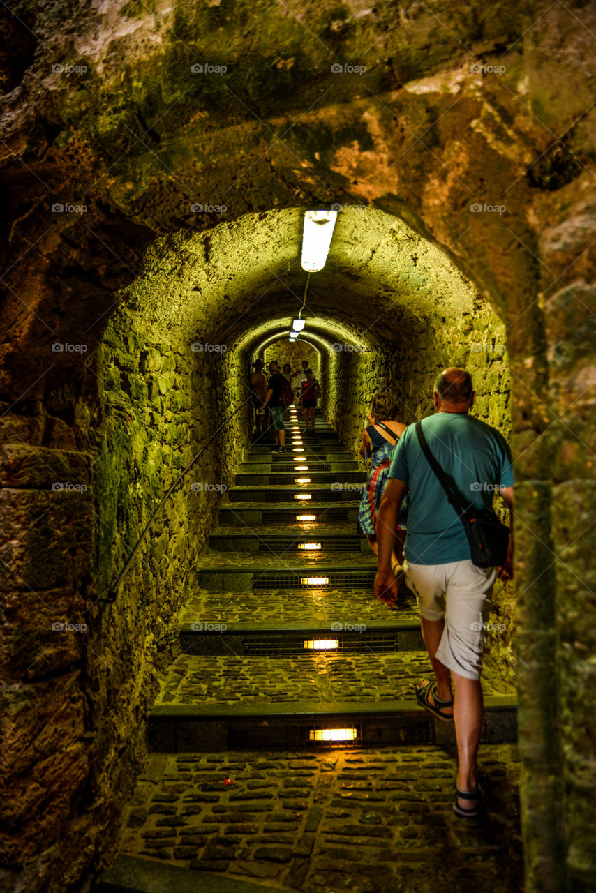 Tunnel, Subway System, Light, People, Wall