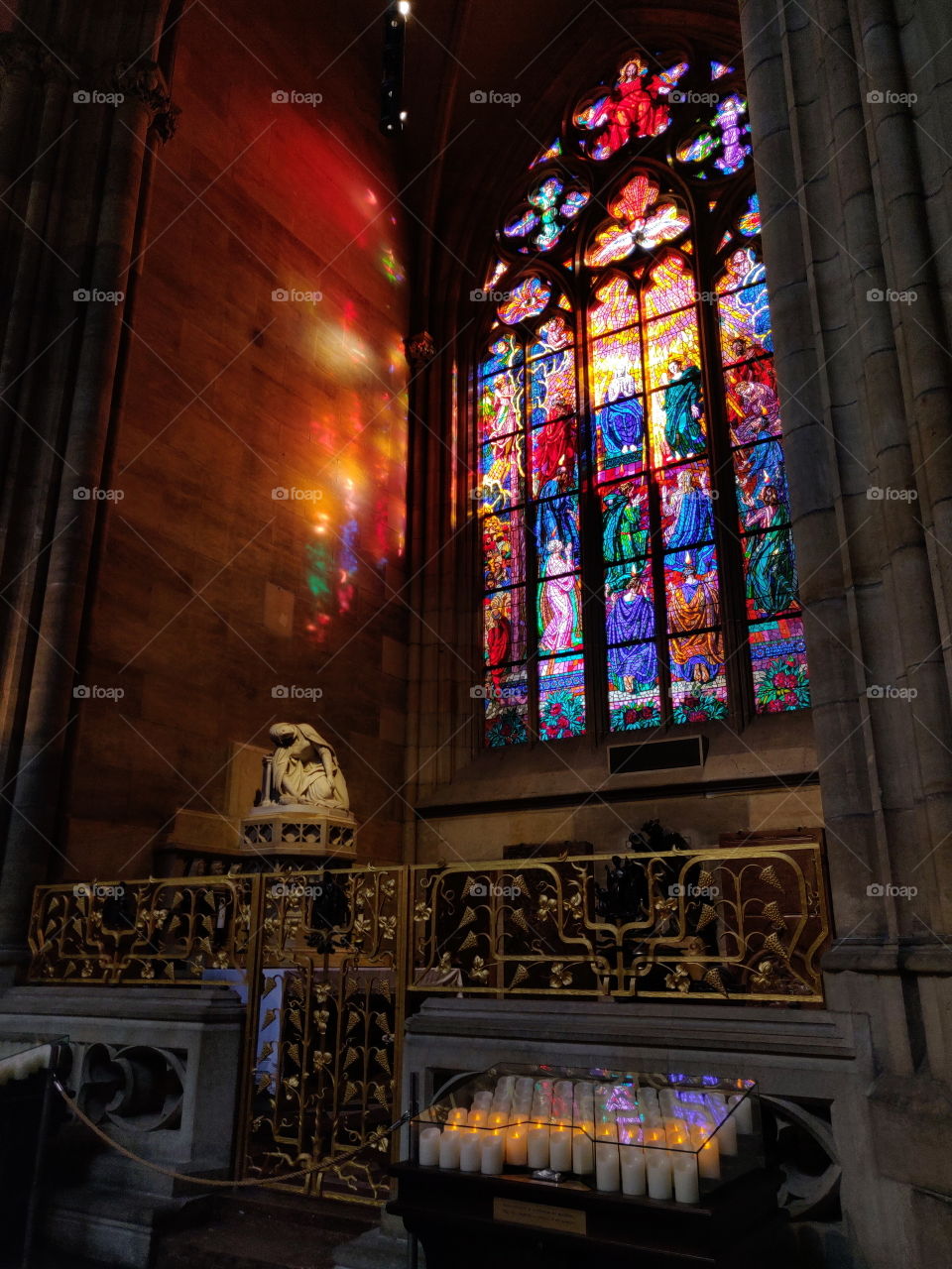 stained glass in the cathedral of prague