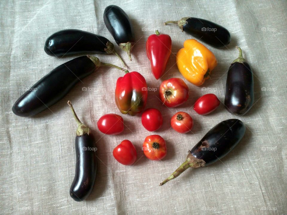 High angle view of fresh vegetables