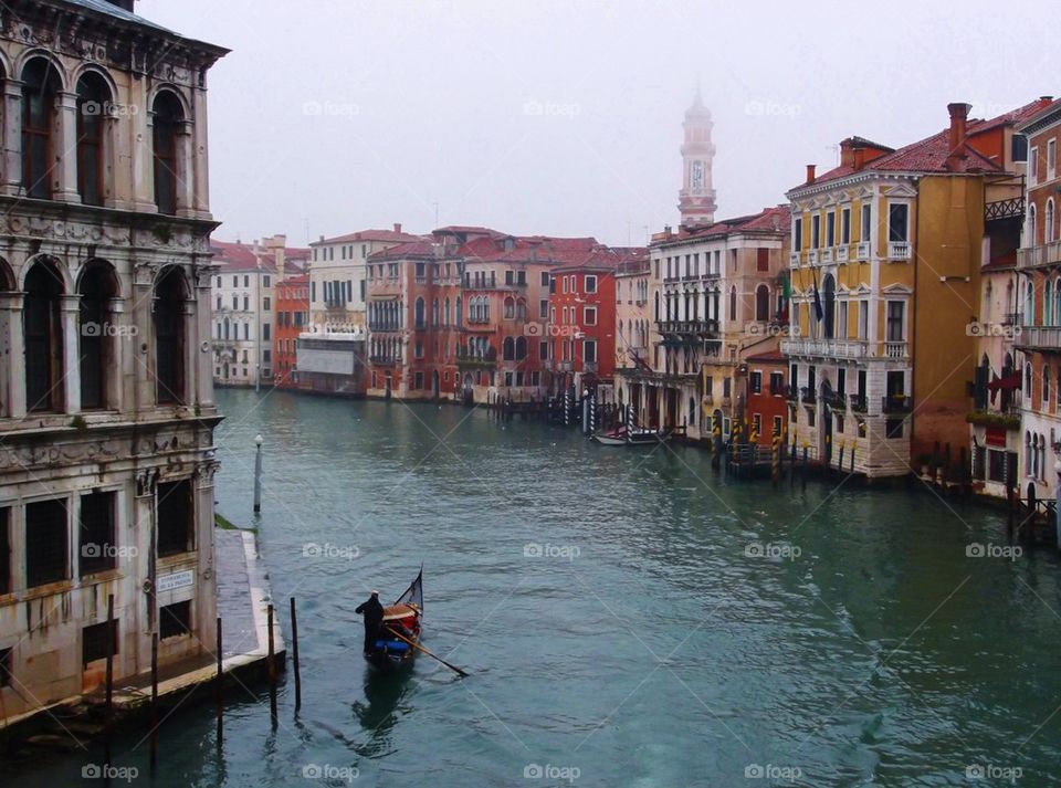 Rainy gondola ride