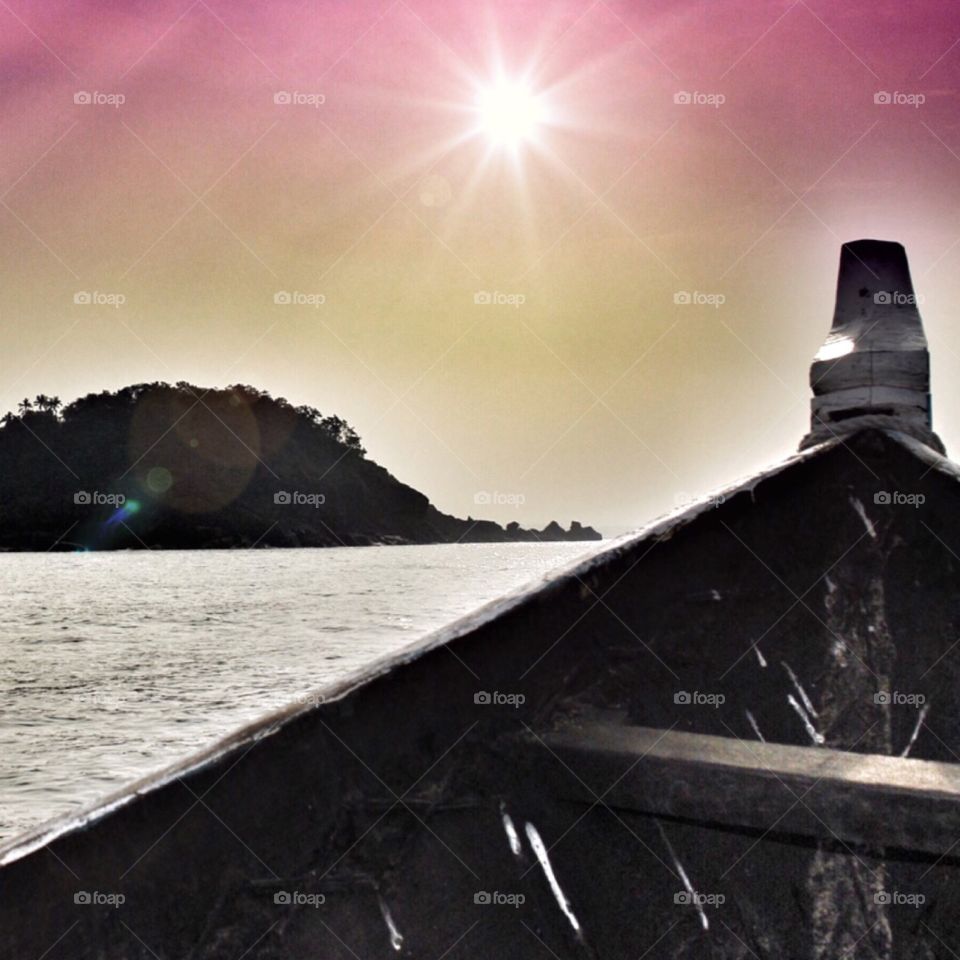 Silhouette Island and Boat . Silhouette Island and Boat 