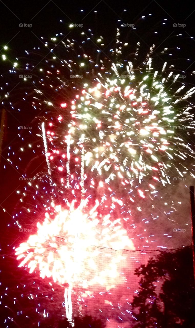 Red and white fireworks