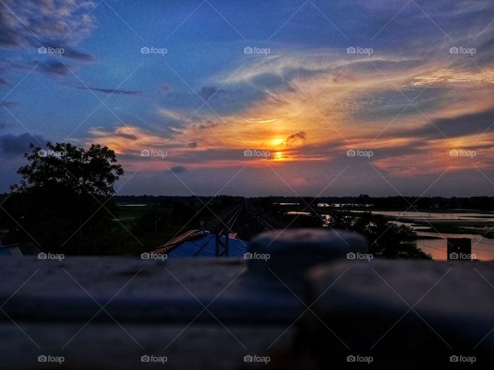 railway platform sunset